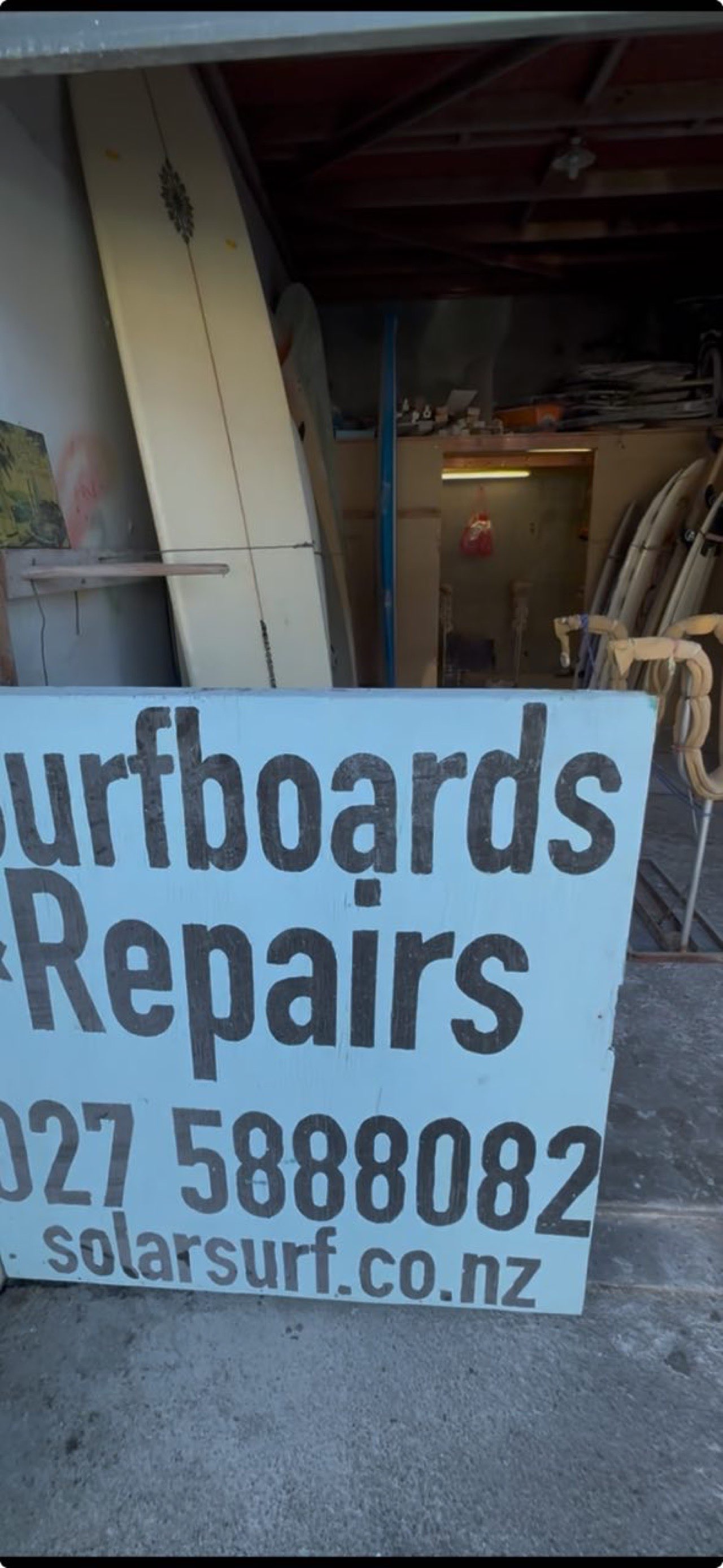 Clean repaired surfboard